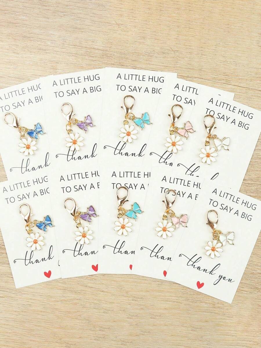 20PCS Mini Cute Colorful Butterfly Daisy Keychain, Suitable For Backpack Charm, Daily Bag Decoration, Holiday Party Gift, Back To School Gift, Graduation Gift, Women's Keychain, Car Keychain, Keychain Making Material, Backpack Charm Keychain, Keychain Pendant, Keychain Coin Purse, Bulk Keychain, Keychain Set, Keychain Accessories