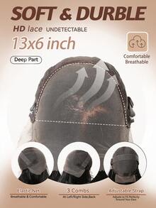 Topshe Peruca Bob Curta Preta Natural 13x6 Lace Front Cabelo Liso HD Lace Front Peruca Bob Cabelo Liso Brasileiro para Mulheres Peruca Lace Front Transparente Sem Cola com Baby Hair Repartição Aleatória, Halloween - Multicolorido - Visão 5