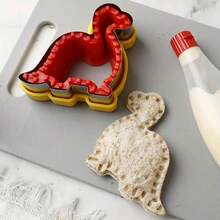 4pcs Sandwich Cutter Colorful Sandwich Cookie Cutter Set Dinosaur Heart Star Square Round Sandwich, Cookie, Vegetable Cutter, Suitable For Back To School Season Cookie Bento Mold - View 4