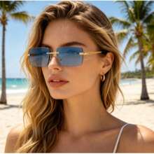 1 Pair Unisex Metal Frameless Rectangular Orange Retro Minimalist , Suitable For Street Style, Travel, Vacation, Sports, Driving, Festivals, Outings, - 橘色 - 查看 4