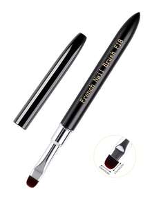 Nail Brush, 2-In-1 French Tip & Nail Edge Cleaning Brush, Suitable For Gel Nail Polish, Professional Nail Art Tool, Wooden Handle (French F18) - Black - View 5