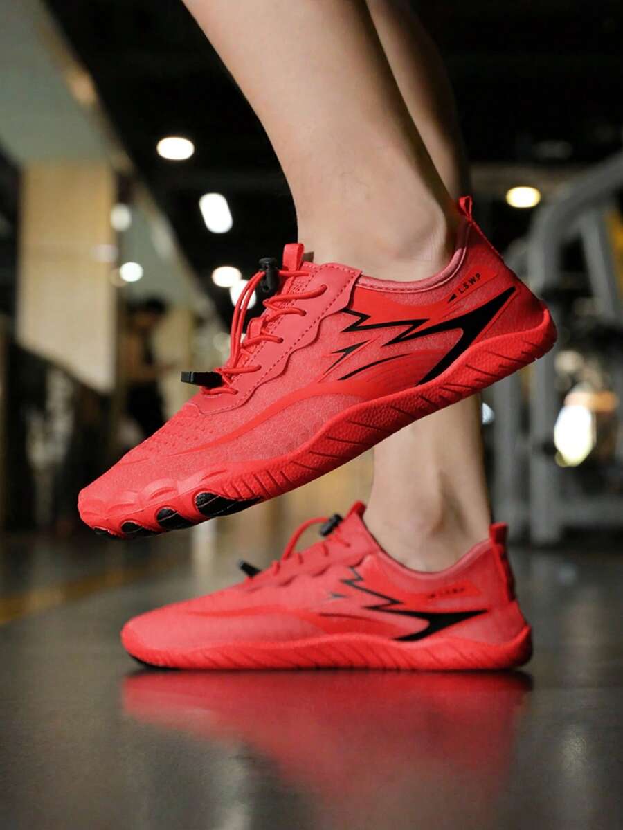 Zapatos de agua universales para senderismo en arroyos, vadeo, yoga, fitness, pesca, surf, natación, playa, buceo en arena, senderismo, zapatos casuales, de secado rápido, cómodos, transpirables, ligeros, de moda, para hombres y mujeres - Rojo - Ver 1