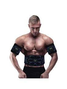 USB Rechargeable Abdominal Stimulation Belt - Muscle Shaping Trainer, Unisex Abdominal Muscle Exerciser, Abdominal Massage Device, 150mAh Battery Capacity - Blue - View 6