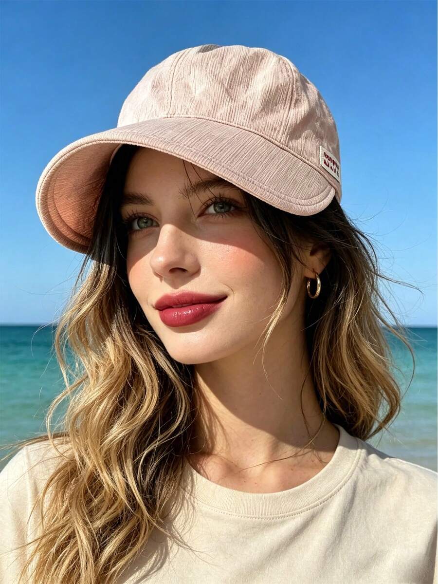 1pc Bucket Hat With Striped Duck Bill Texture Design, Wide Brim Breathable, Versatile Sun Protection, Fashionable Minimalist Compact, Suitable For Daily Commute, Outdoor Photography And Travel Wear, Hat, Women's Hat, Beach Hat, Beach Accessory, Beach, Travel Essential, Sun Hat - Multicolor - View 1