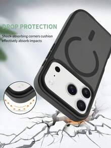Black Matte Semi-Transparent 2-In-1 Anti-Stain Anti-Fingerprint Shockproof Phone Case, Smooth Touch Body Without Fingerprints, TPU Frame Effectively Prevents Drops And Shock, Matte Semi-Transparent PC Back Plate, Suitable For Apple 18 Pro / 18Pro Max / 17 16 15 14 13 12 11 Pro ProMax Plus Series, Screen Protection Camera Protection Case, Phone Case Protective Cover - Black - View 6