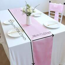 2pcs 28*275cm 11.02*108.27inch Royal Blue Satin Table Runner, High Density Hemmed Edge, Hotel Wedding Dining Table Decor, Polyester Solid Color Tablecloth (Multiple Colors Available). - Multicolor - View 16
