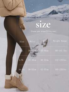 New Women's 220g Warm Shaping High Waist Leggings, Sexy Semi-Sheer Slimming Base Layer, Elastic Waistband, Winter Warm And Comfortable - Black - View 7