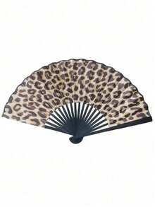 2/1pc Elegant Leopard Print Folding Fan Combines Retro Wild Style With Practical Cooling Function. Made Of Smooth Fabric And Sturdy Black Bamboo Ribs, Lightweight And Foldable For Easy Pocket Carry. Perfect For Summer Beach Trips, Nightclub Parties, Cosplay Shoots And Daily Outdoor Use. A Fashionable Photo Prop And Versatile Fashion Accessory Suitable For Women To Match Various Outfits While Beating The Heat. - Multicolor - View 14