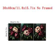 3pcs Vintage Melancholy Floral Wall Art, Dark Botanical Peony Art, Dark Academia Floral Wall Decor, Pink Peony Print, Soft Pink Floral Painting, Abstract Floral Poster, Personalized Home Decor Canvas Poster, Christmas Decoration, Christmas Gift, Framed/Unframed - Flower - View 12