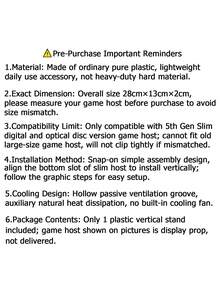 Vertical Stand For 5th Gen Slim Game Console, Cooling Vented Anti‑Slip Dock Base, Fits Digital & Disc Editions, Note: Console Not Included, Not For Original Old Models - Black - View 12