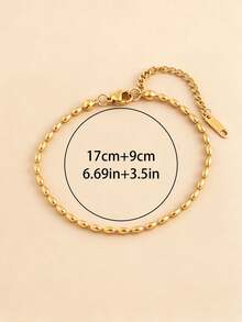 Gold Elegant Rice Bead Stainless Steel Bracelet, Exquisite And Elegant, Perfect For Dates, Daily Wear And Gatherings - Gold - View 3