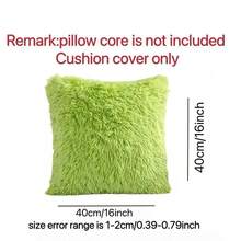 Funda de cojín sin relleno unicolor de peluche - verde menta - Ver 3