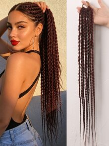 1pc 24 Inch Twisted Ponytail Wig, Heat Resistant Synthetic Hair - Multicolor - View 13