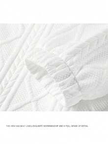1pc Men's Jacquard Textured Full Zip Stand Collar Sweatshirt, Lightweight Knit Sweatshirt, Casual Daily Commute Streetwear Style, Spring/Autumn - White - View 8
