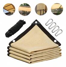 4x3m Malla de sombreado de plástico PE de color beige con protección UV, Malla de sombra para exteriores con protección UV, No acumula agua y es ideal para cobertizos de autos al aire libre, invernaderos, pérgolas, y más. Adecuada para uso doméstico, campamentos, estacionamiento, y cultivo de plantas - Beis - Ver 3