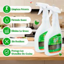 Desengrasante en spray de alta resistencia, limpiador multiusos para cocina y hogar, elimina grasa, suciedad y manchas difíciles en estufas, campanas extractoras, microondas y superficies - Líquido - Ver 1