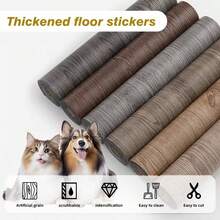 1 Roll Vintage 3D Wood Grain Self-Adhesive Floor Sticker, Wallpaper, Thickened, Wear-Resistant Washable Self-Adhesive Vinyl Floor Sticker, DIY Decorative Floor Sticker, Suitable For Living Room, Bedroom, Kitchen, Bathroom, Toilet, Etc. - Multicolor - View 4