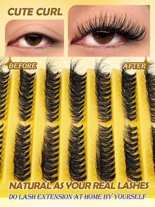 MAANGE 200 Clusters D Curl Multi-Layer DIY Eyelash Bundles, 40D Natural Cat Eye Long Eyelash Bundles, Single Curl Eyelashes, Thin Long Eyelashes, Cartoon Appearance Eyelashes, Suitable For Beginners To Use At Home, Extra Thick False Eyelashes, Grafted Clump Eyelashes, Essential Eyelashes For Dating And Travel, Gift For Women - D - View 7