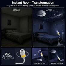 2-In-1 Starry Sky Projection Lamp, Includes 13 Interchangeable Projection Slides, Adjustable Brightness, 360° Rotatable Design, USB Powered RGB Night Light, Suitable For Car, Bedroom And Living Room Decoration - White - View 9