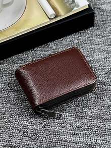 HOVI'S Billetera de Tarjetas Portátil Ultra Delgada Minimalista Clásica Monedero Multifuncional - Marrón - Ver 3