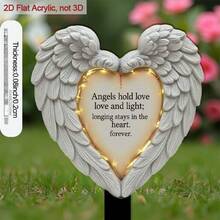 1pc 2D Flat Angel Wings Heart Garden Stake - Pointed Bottom Acrylic Outdoor Decor With Angel Wings And Heart Ornament, Suitable For Potted Plants, Farmhouse Style Vintage Landscape Accent, Easy Installation, Fit For Garden And Patio, 2D Flat Design - B - View 6