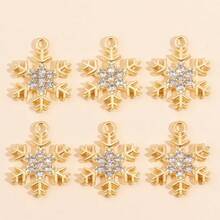 10Pcs Snowflake Series Pearl & Rhinestone Alloy Snowflake Pendants, Suitable For DIY Jewelry Making, Necklace Bracelet Earring Accessories, Christmas Holiday Decoration Gifts - Multicolor - View 23