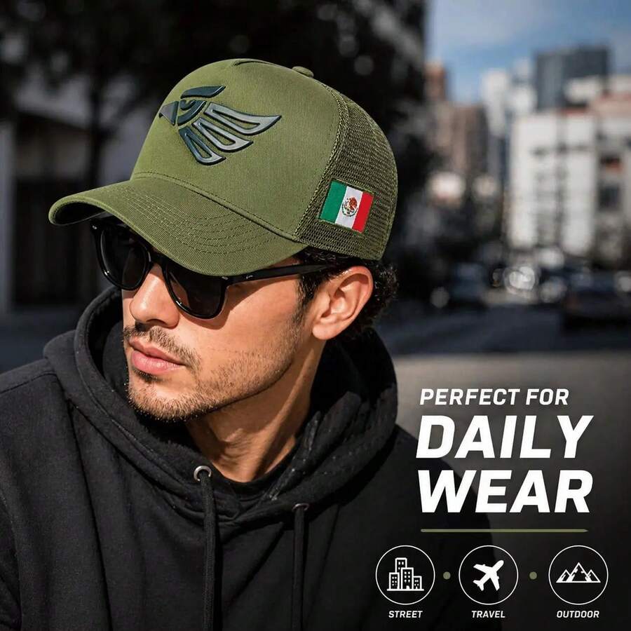 1pc Unisex Mesh Trucker Baseball Cap, 3D Patch Adjustable Curved Brim Outdoor Sun Hat For Men Women - Multicolor - View 1