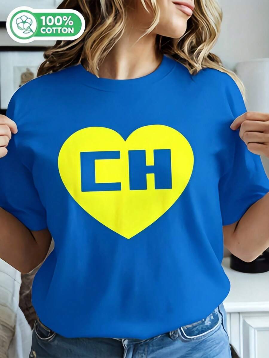 El Chapulin Colorado T-Shirt, 180g, Women's 100% Cotton Printed Short-Sleeved T-Shirt - 藍色 - 查看 1