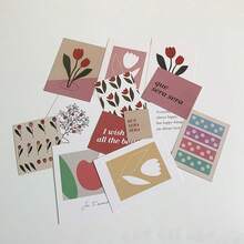 17pcs/1set Ins Style Artistic Literary Card Wall Stickers Postcards Oil Painting Room Wall Decor Scrapbook Material - Journaling Material Paper - View 4