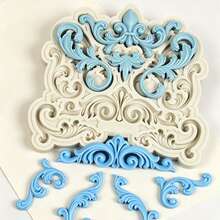 1 buah Cetakan Silikon Tanah Liat Dekoratif Pola Relief Eropa Retro, Cetakan Silikon untuk Membuat Aksesori Dekoratif DIY, Cocok untuk Kreasi Artistik Buatan Tangan, Dekorasi Tanah Liat Tetes Resin, Mudah Dilepas dari Cetakan, Cetakan Silikon yang Dapat Digunakan Kembali. - Krem - View 3