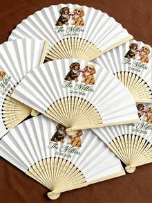Abanicos personalizados con caras divertidas impresas, abanicos personalizados con caras divertidas impresas, ligeros y portátiles, adecuados para bodas al aire libre, abanicos para fotos. - Multicolor - Ver 6