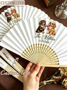Abanicos personalizados con caras divertidas impresas, abanicos personalizados con caras divertidas impresas, ligeros y portátiles, adecuados para bodas al aire libre, abanicos para fotos. - Multicolor - Ver 2