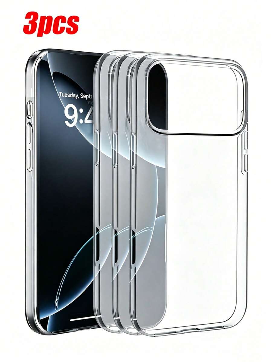 3pcs Ultra-Thin Transparent High-Definition Phone Case, Compatible With Apple 17 Air 17Pro 17 Pro Max 16 15 14 13 12 11 Pro Max Plus, Crystal Clear Hard Shockproof Shell - 3-piece Pack - View 1