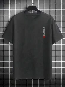 A Men's Short-Sleeved Shirt T Shirt,Polyester Fabric,Printed With English Patterns,Loose Design,Fashionable Casual Round-Neck Top,Spring And Summer Ou - 白色 - 查看 11