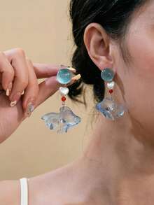 Summer Clear Casual Versatile Ocean Style Playful Creative Design Lively Fish Earrings - Multicolor - View 2
