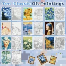 20 Sheets Adult Collage Scrapbook Oil Painting Themes For Stress Relief, 10 Patterns Multi-Style Impressionist Landscape & Character Art Prints, Decorative Decals For Scrapbooking, Junk Journal & Craft Supplies - Single Piece - View 10