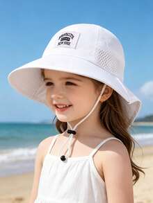 1 Buah Topi Ember Jala Warna Polos untuk Anak-anak, Topi Pelindung Matahari untuk Liburan Pantai, Cocok untuk Bepergian dan Bermain, Usia 8-16 Tahun - Logo mobil - Versi perempuan - View 2