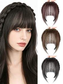 Fake Bangs Headband Integrated Hair Piece, French Straight Bangs With Sideburns, Natural Face-Framing Bangs Wig (For Women), Halloween - Multicolor - View 1