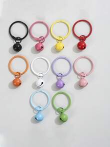 10/20 piezas anillos de llavero de campana de aleación de zinc esmaltada de colores, estilo Ins, anillos de llavero divididos, accesorios para hacer colgantes de manualidades con cuentas Perler, dijes para bolsos - Llavero con forma de campana pintada - Ver 4