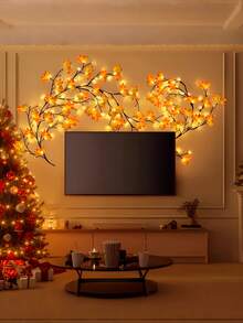 1pc 96 LED Maple Vine Fairy Lights, USB Powered, 8 Lighting Modes, Flexible Maple Leaf String Lights, Autumn Indoor Decoration, Suitable For Living Room And Bedroom, Halloween Party Atmosphere Light - Maple Leaf - View 11