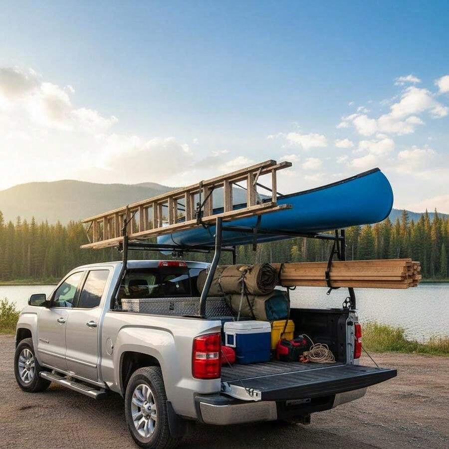 Universal Pickup Carrier 49-73in For Canoes Surfboards Ladders, Heavy Duty Steel 800lbs Load Capacity Extendable Cargo Rack-XY710194 - Multicolor - View 1