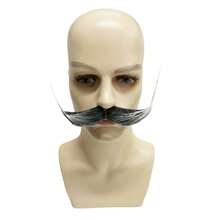 1pc Halloween Party Costume Fake Mustache, Realistic Large Size Curved Shaped Handlebar Mustache - Multicolor - View 9
