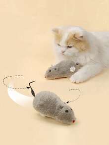 1pc Plush Realistic Mouse Cat Toy, No Electricity Needed, Tail Wiggles, Pet Toy - Multicolor - View 10