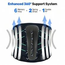 1pc Back Brace For Women Men, 7 Stays Support Brace, Adjustable Design Lumbar Support Belt - Black - View 4