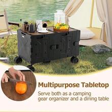 Large Foldable Utility Cart With 2-Tier Storage Crates And Telescoping Handle-Black-XY990145 - JV12891WH - View 2