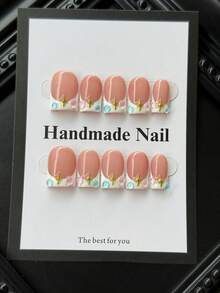 10pcs/Set Primavera/Verano Puntas de Uñas Rectangulares Prensadas Hechas a Mano, Estilo Y2K, Manicura Francesa, Degradado de Azul a Verde con Diseño de Línea de Ondas de Agua Negra, Uñas Acrílicas Falsas de Alta Calidad Perfectas para el Uso Diario de las Mujeres y Ocasiones Festivas - Multicolor - Ver 2