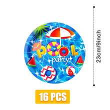 73/25/16pcs Summer Pool Theme Party Disposable Plates, Napkins, Cups Set, Party Supplies For 16 Guests, Disposable Paper Plates Party Tableware Suitable For Birthday, Wedding, Party, Family Picnic - Swimming Pool - View 11