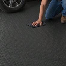 PVC Floor Protector 17 X 3.6 Ft For Garage Workshop Warehouse, 2 Rolls Heavy Duty Vinyl 2.5mm Thickness Black Diamond Texture Flooring Under Car Storage Area Gym Basement Surface Cover-XY74142 - 1 - View 2