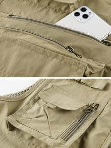 Men's Spring/Autumn Thin Outdoor Workwear Multi-Pocket Tactical Vest Jacket - Khaki - View 7
