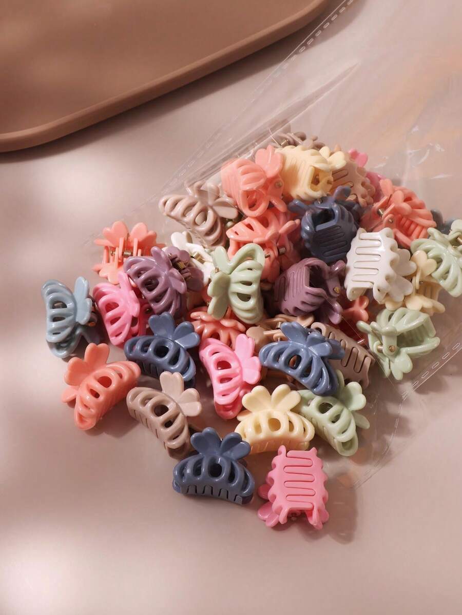 10/20/30入莫蘭迪亮面半圓鏤空南瓜髮夾 2.5cm 女款小眾極簡前額瀏海側分小髮夾 甜美可愛優雅公主風髮飾(隨機配色) - 彩色 - 查看 1
